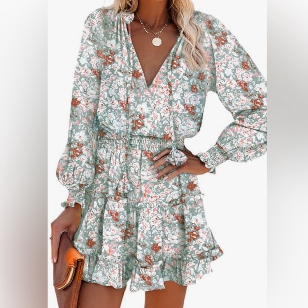 NWT Dokotoo Mini Floral Green Dress